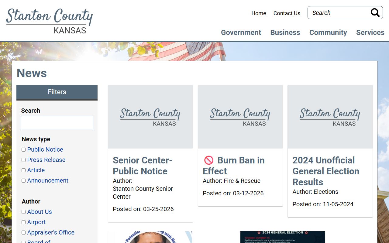 Stanton County Clerk of the District Court county news notices page
