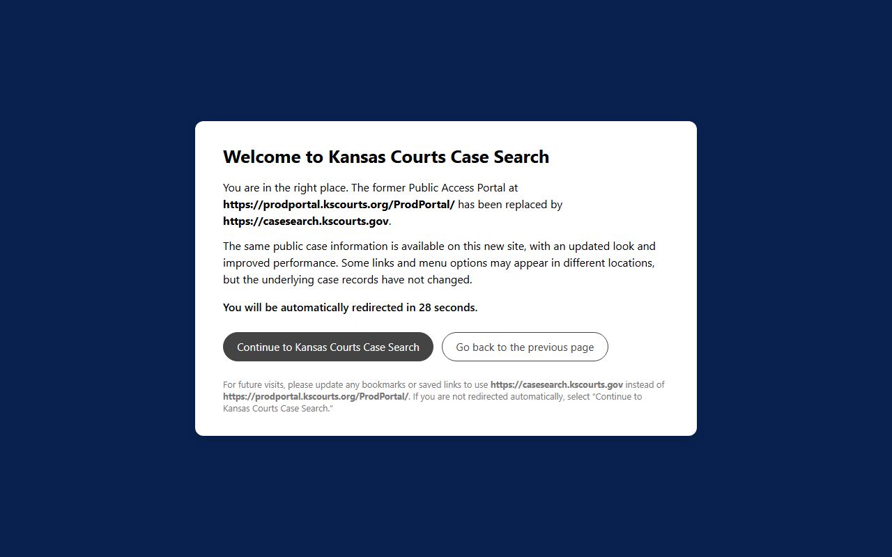 Stanton County court records CaseSearch redirect notice
