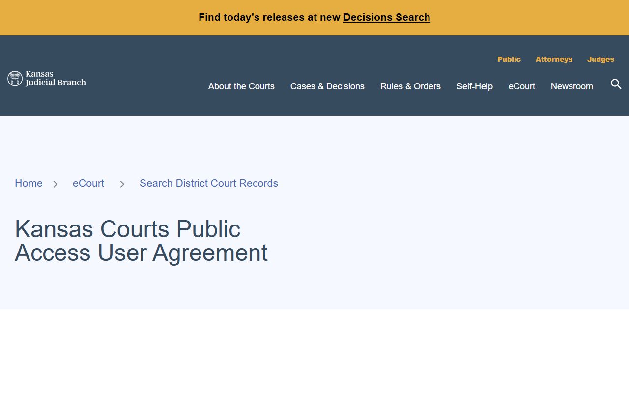 Stanton County court records Kansas public access user agreement