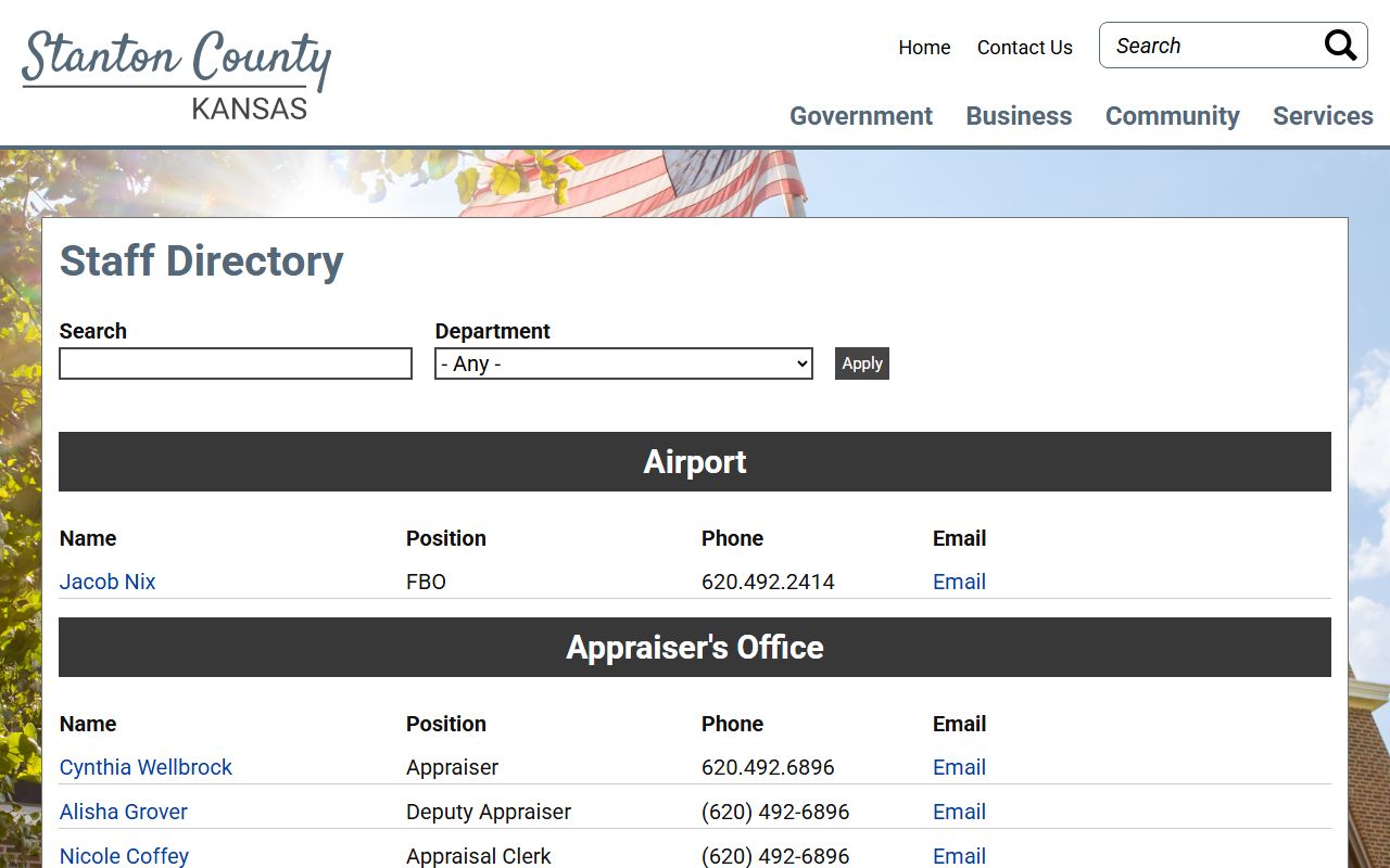 Stanton County court records staff directory