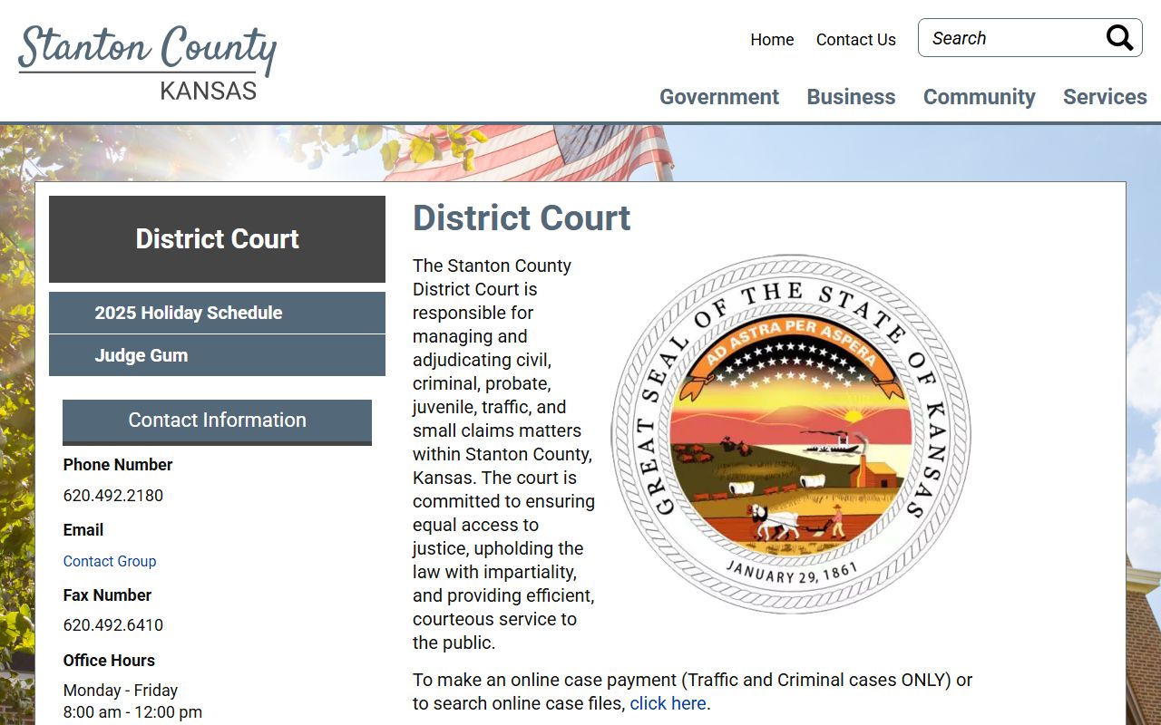 Stanton County court records District Court page