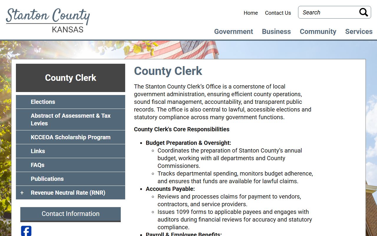Stanton County court records County Clerk page