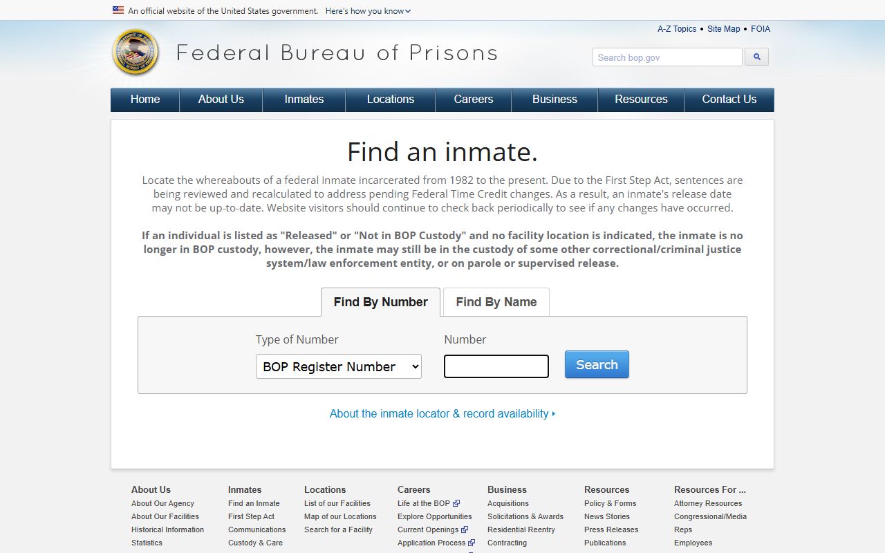 Stanton County inmate search Federal Bureau of Prisons inmate locator